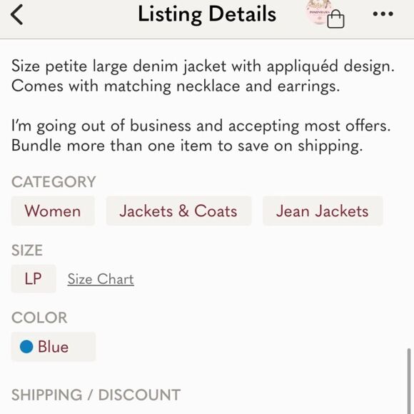 Appliquéd Denim Jacket LP Earrings & Necklace - Picture 5 of 5